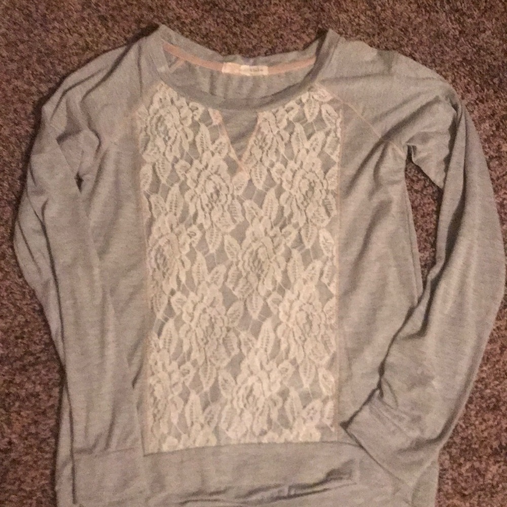 Grey lace long sleeve